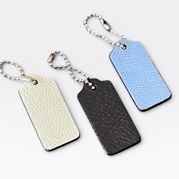 Coach Trio Bundle Pebble Leather Tags - Sky Blue, Dark Brown, Ivory - Picture 4 of 5